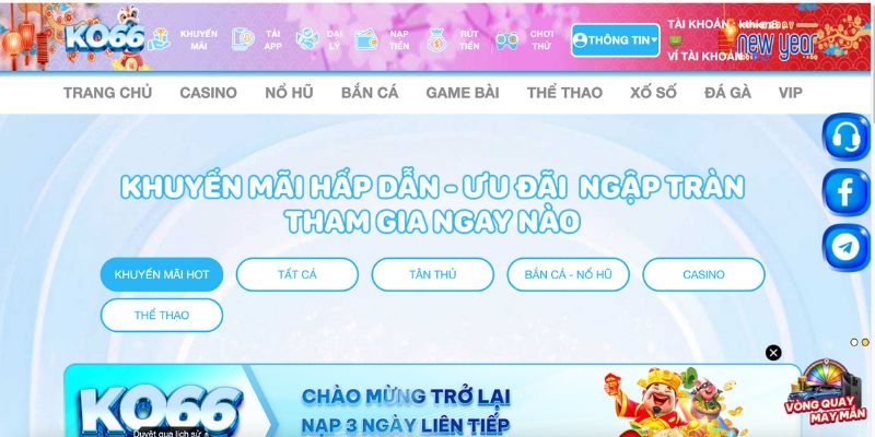 Giao diện trang chủ KO66