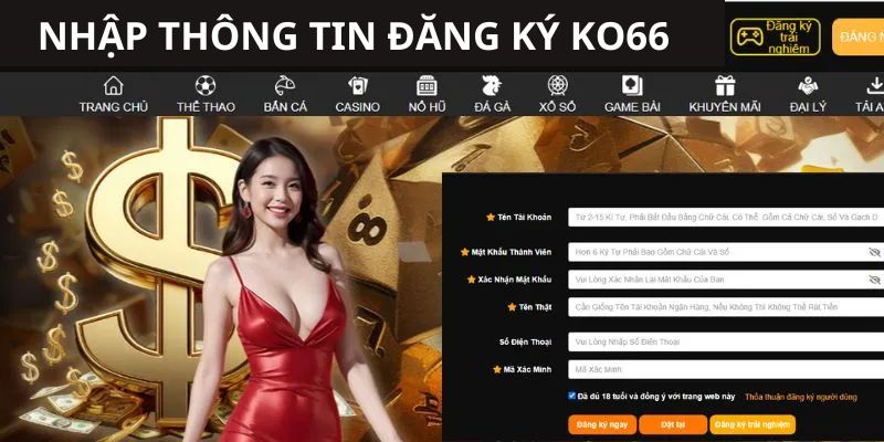 Nhập thông tin theo yêu cầu khi đăng ký KO66